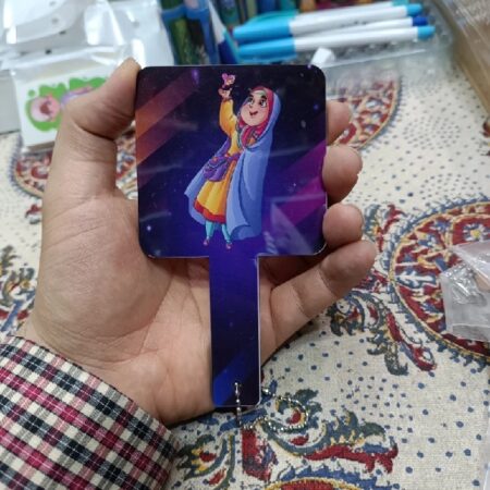 1 11589 آینه چوبی دسته دار پلکسی طرح دخترانه